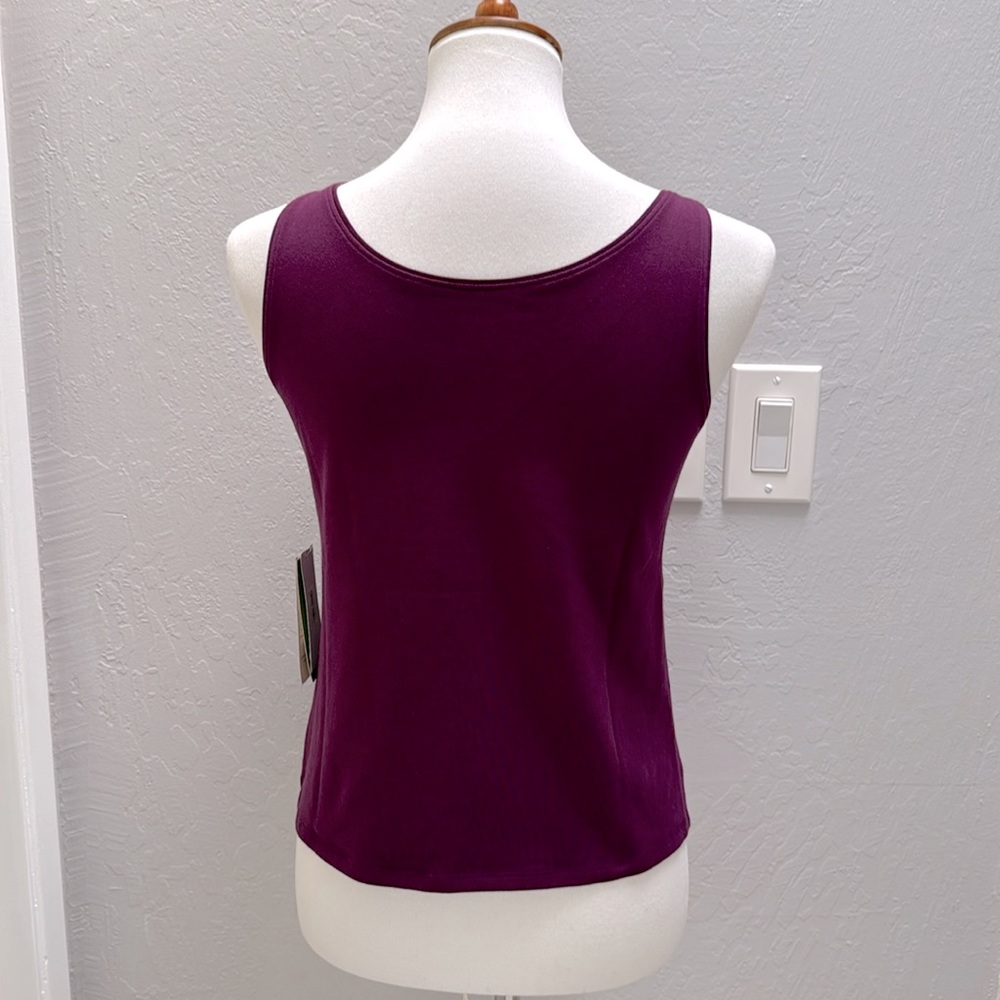 Eileen Fisher Organic Cotton Scoop Neck Tank PS Burgundy Maroon Purple - Picture 4 of 15